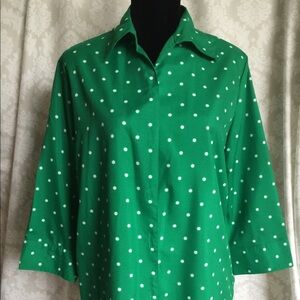 Retro “National” Green Polka Dot Blouse L